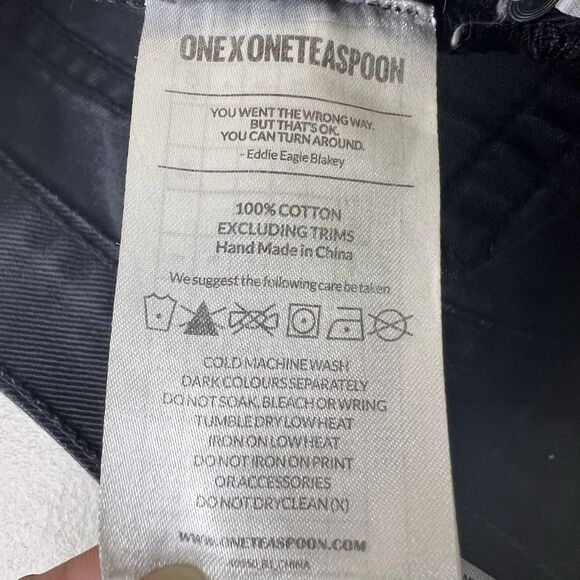 One Teaspoon Womens 25 Faded Black Low Rise Denim Shorts Distressed Grunge 29W - Picture 5 of 9